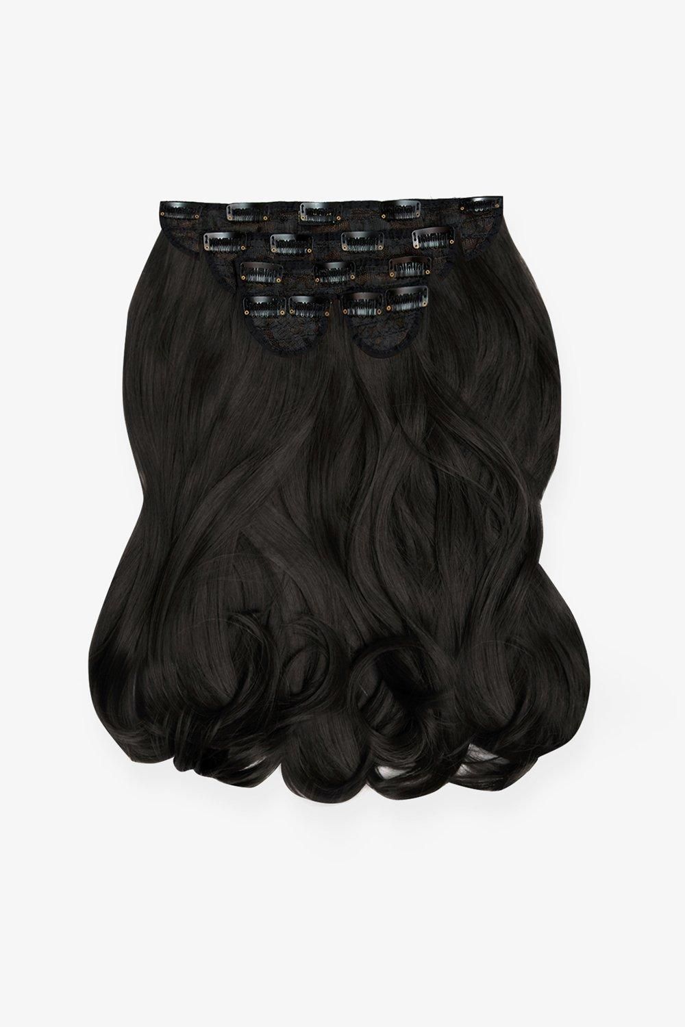 Lullabellz Super Thick 16" 5 Piece Blow Dry Wavy Clip In Extensions Natural Black image 1