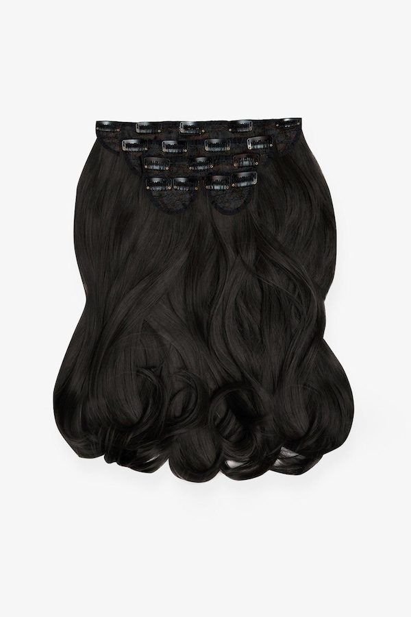 Lullabellz Super Thick 16" 5 Piece Blow Dry Wavy Clip In Extensions Natural Black