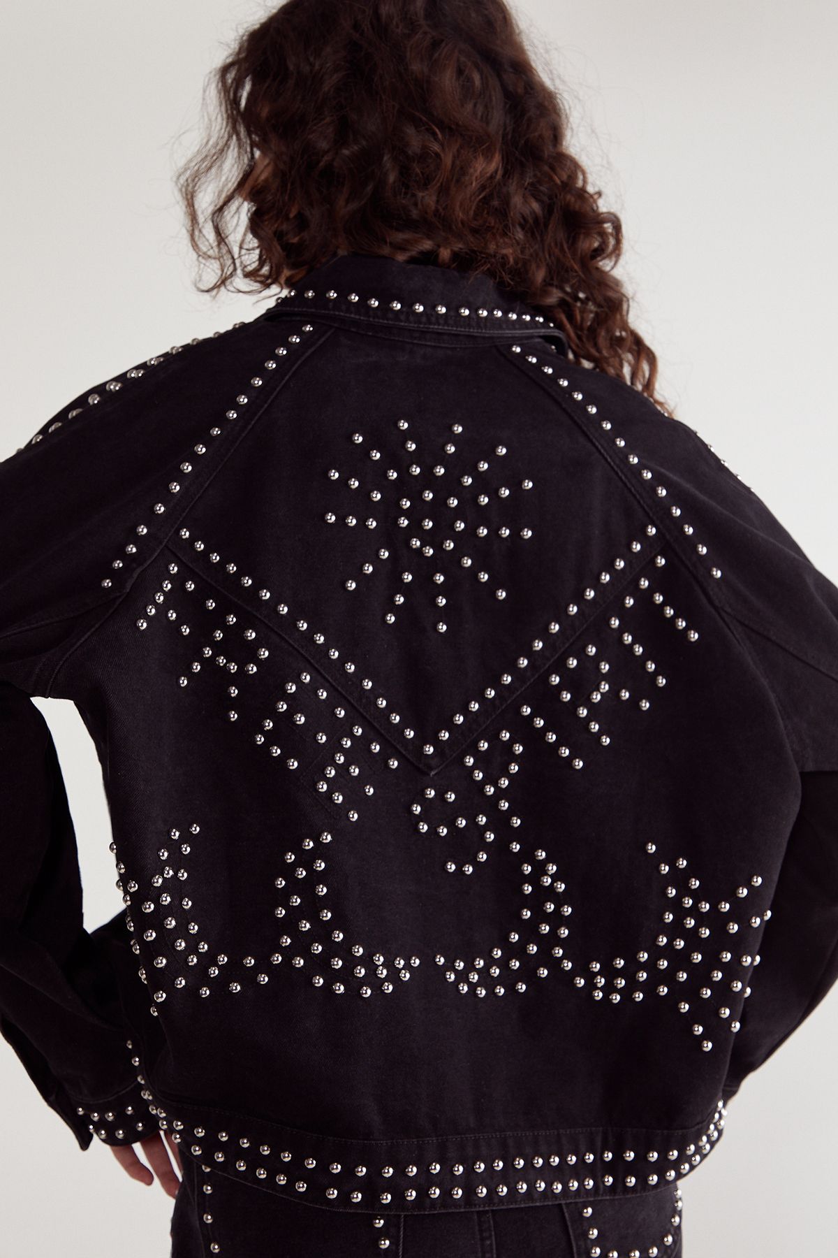 NastyGal Western Studded Denim Jacket Black image 4