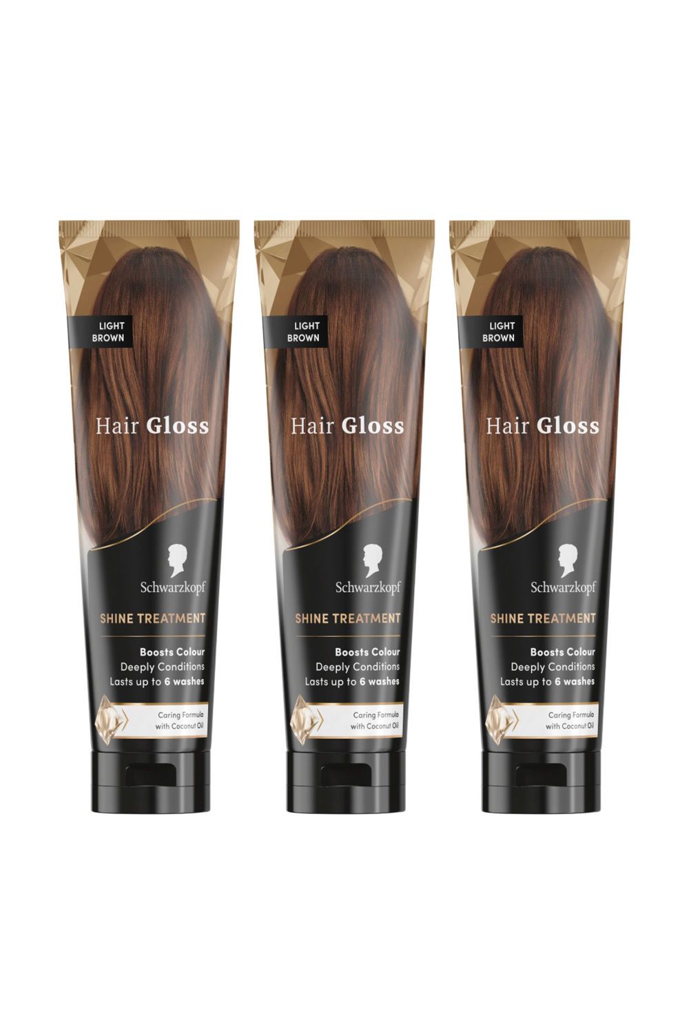 Schwarzkopf 'Hair Gloss' Shine Treatment Light Brown 150ml, 3 Pack image 1