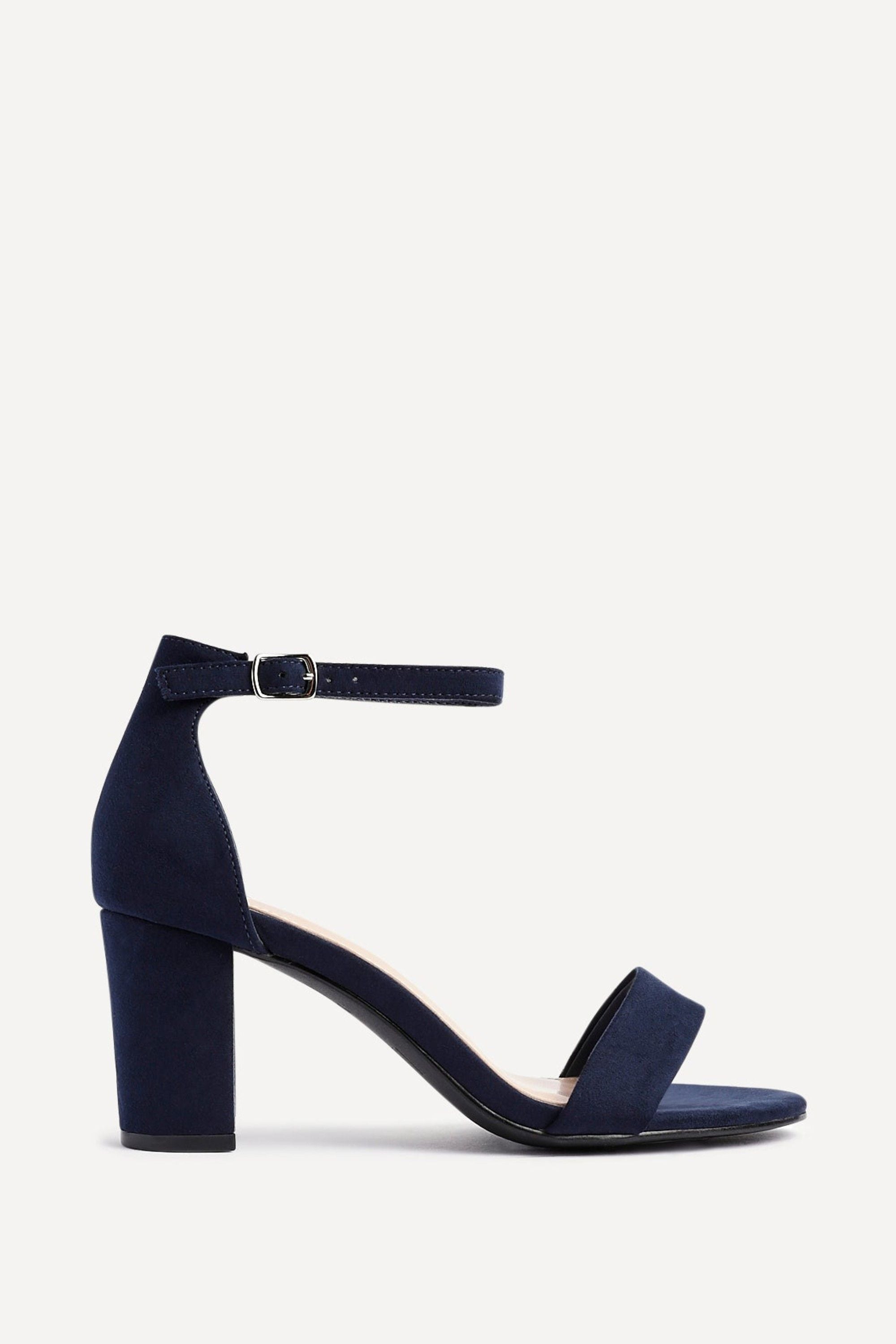 Linzi Legacy Wide Fit Navy Suede Closed Back Block Heel image 1
