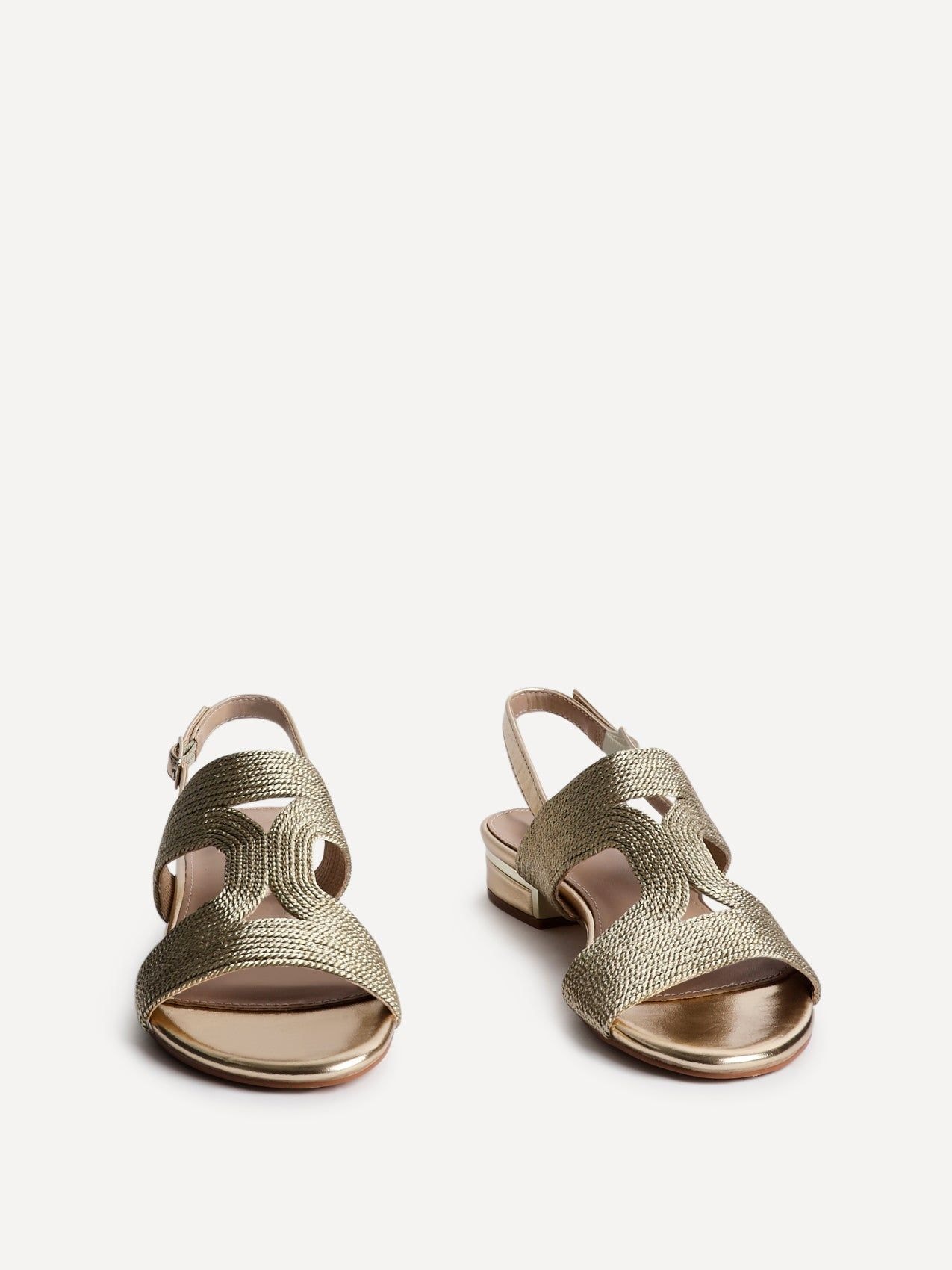 Linzi Reeva Gold Woven Slingback Low Block Heeled Sandals image 3