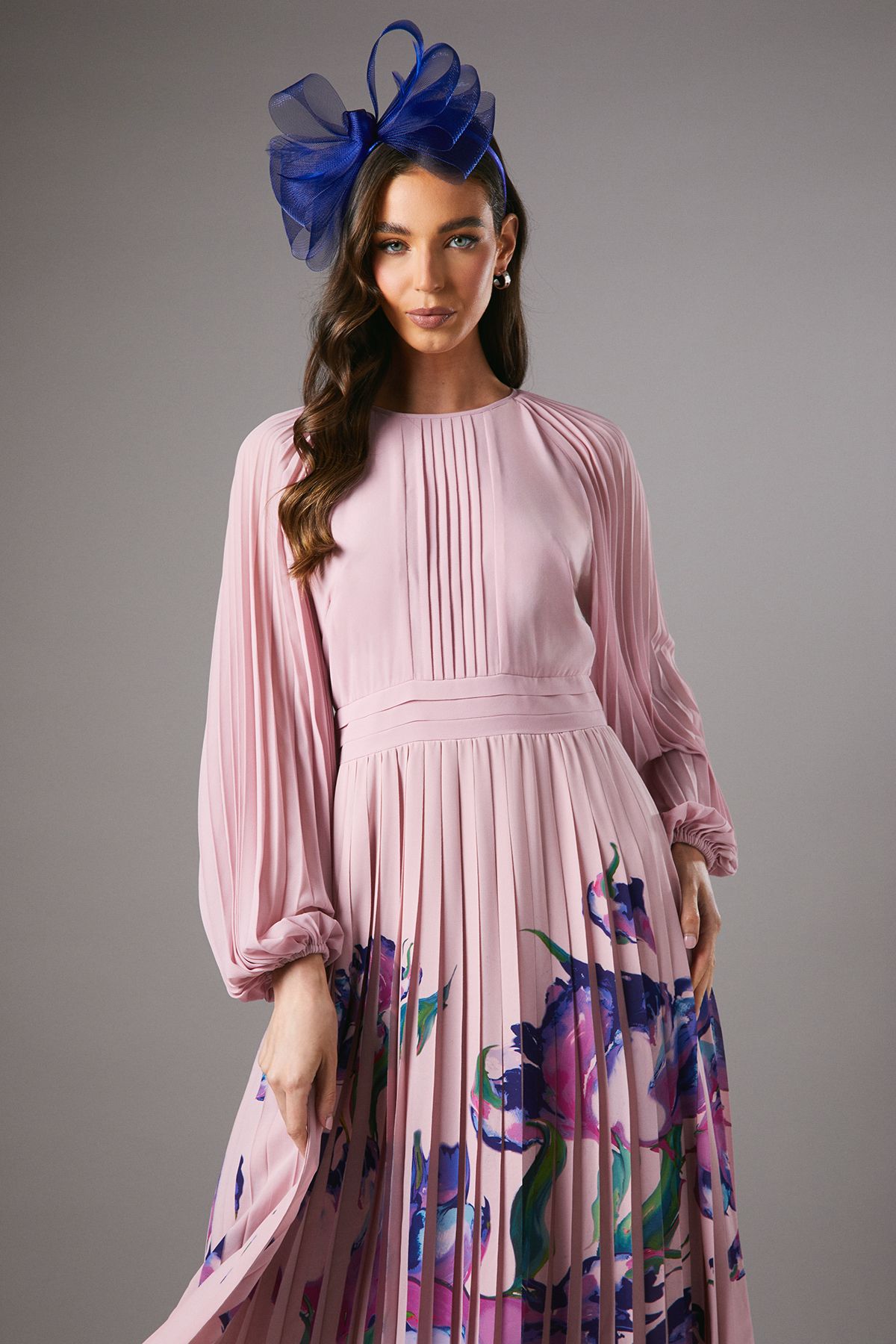 Coast Placement Print Pleat Dress Pink image 4