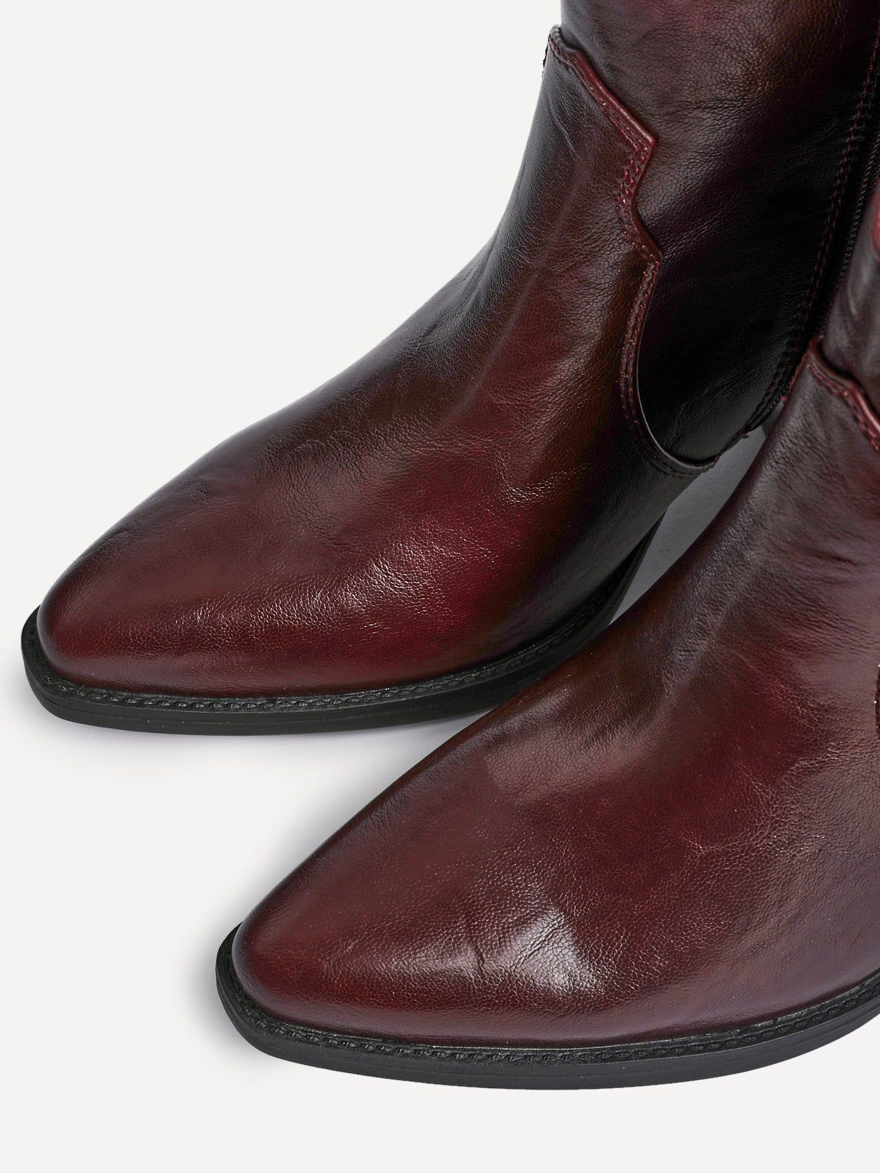 Linzi Jessie Burgundy Faux Leather Western Ankle Boot image 4