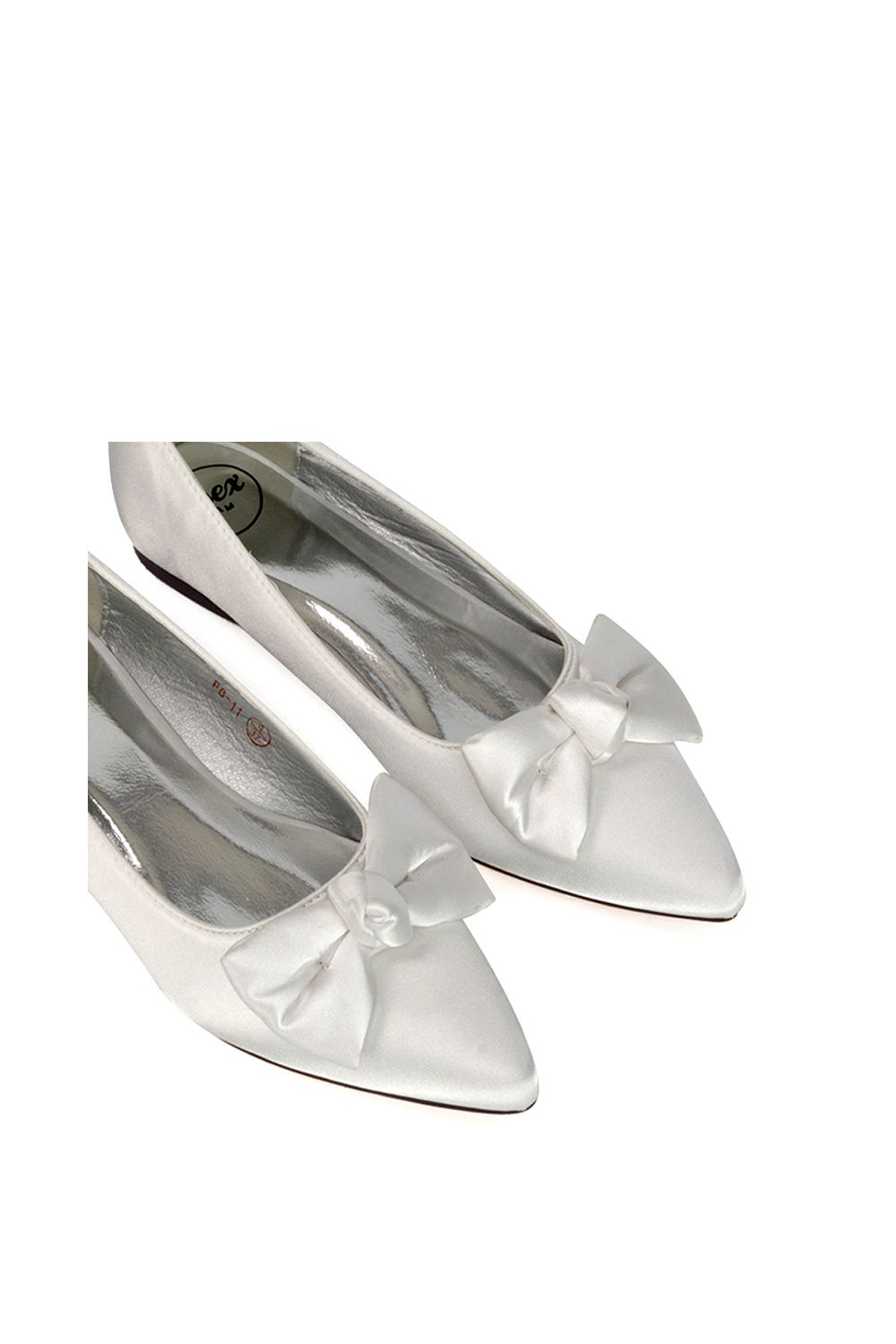 XY London 'Cally' Bow Detail Pointed Toe Ballerina Bridal Pump Shoes image 5