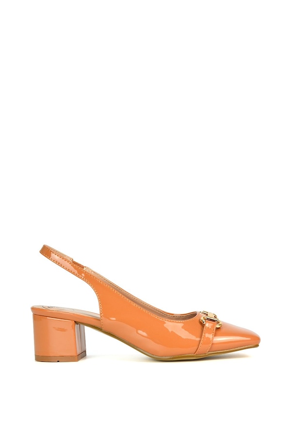 XY London 'Selena' Square Toe Slingback Mid Block Heel Ballet Court Shoes