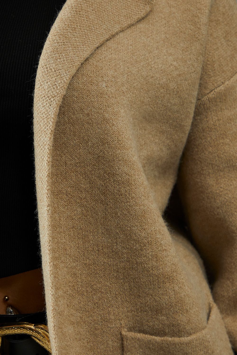 MissPap Premium Knitted Scarf Detail Longline Cardigan Taupe image 5