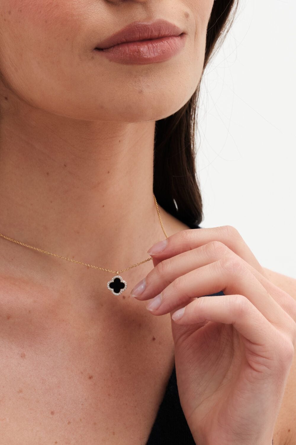 Jon Richard Gold Plated and Jet  Clover Pendant Necklace image 2