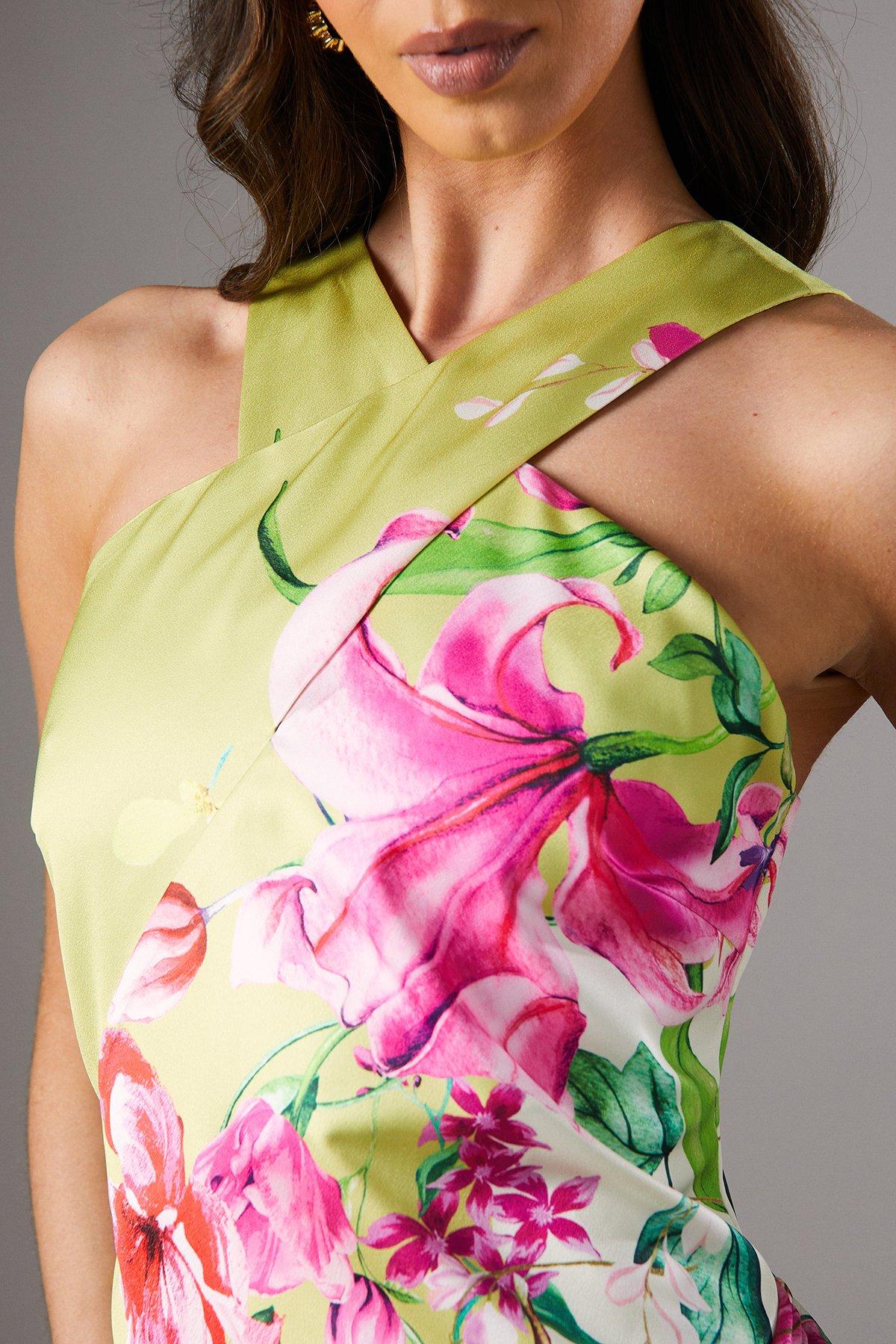 Coast Pleat Halter Midi Dress Multi image 5