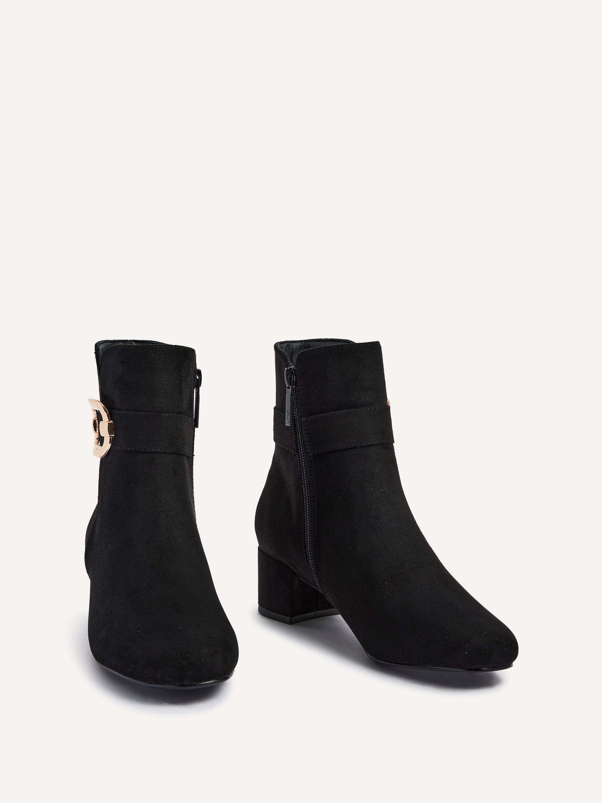 Linzi Daphne Black Faux Suede Block Heel Ankle Boot image 3