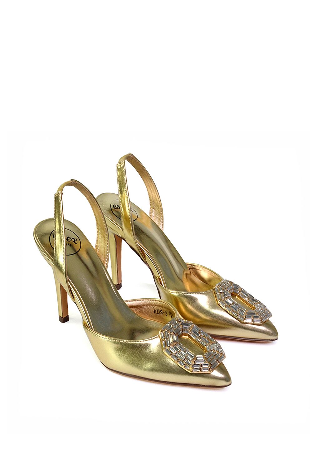 XY London 'Issy' Sling Back Strappy Pointed Toe Stiletto High Heel Court Shoes image 5