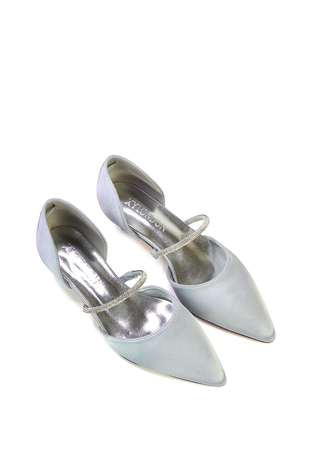 XY London 'Laura' Diamante Strap Kitten Heel Pointed Toe Court Shoes image 3