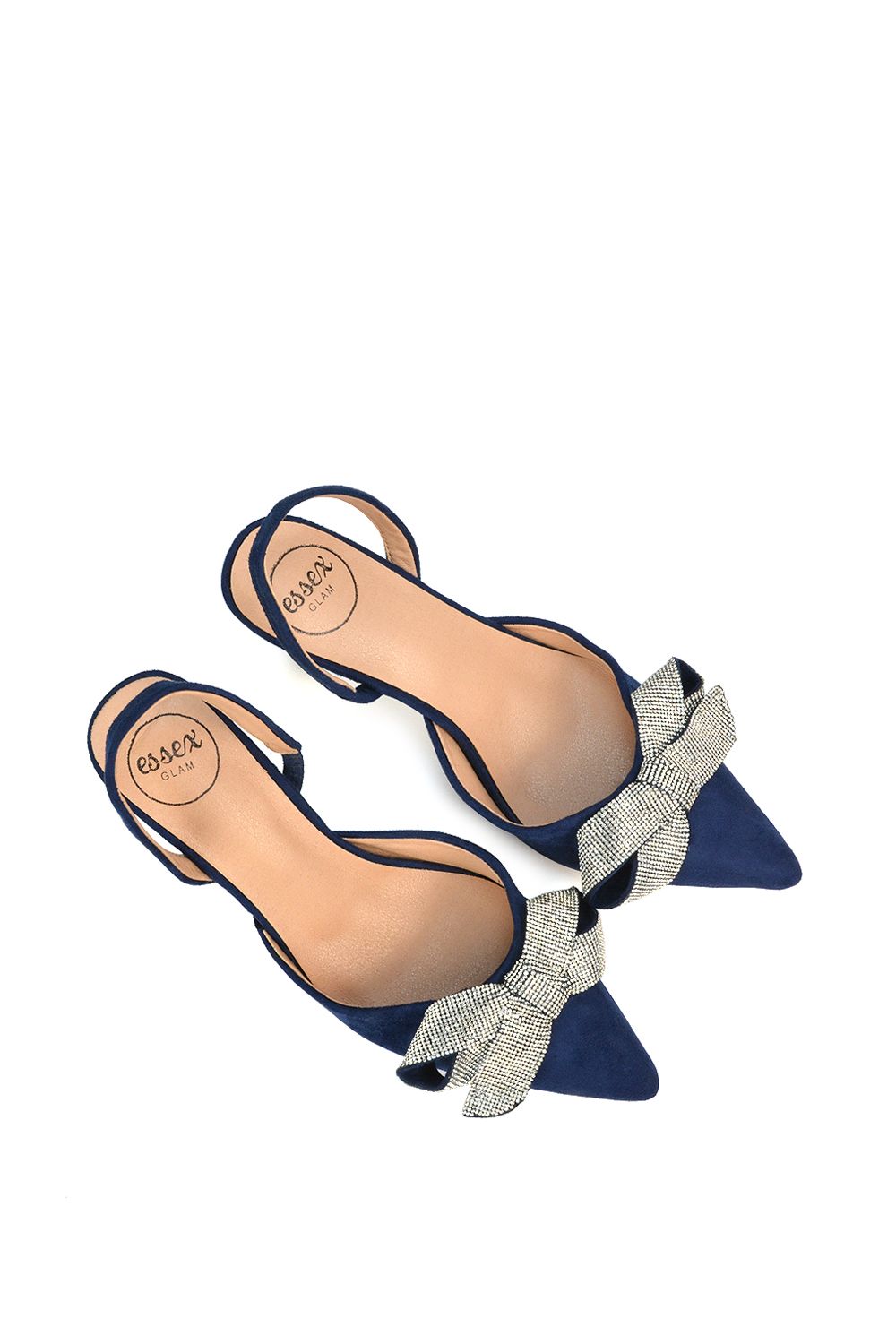 XY London 'Victoria' Diamante Bow Stiletto Slingback High Heel Shoes image 6