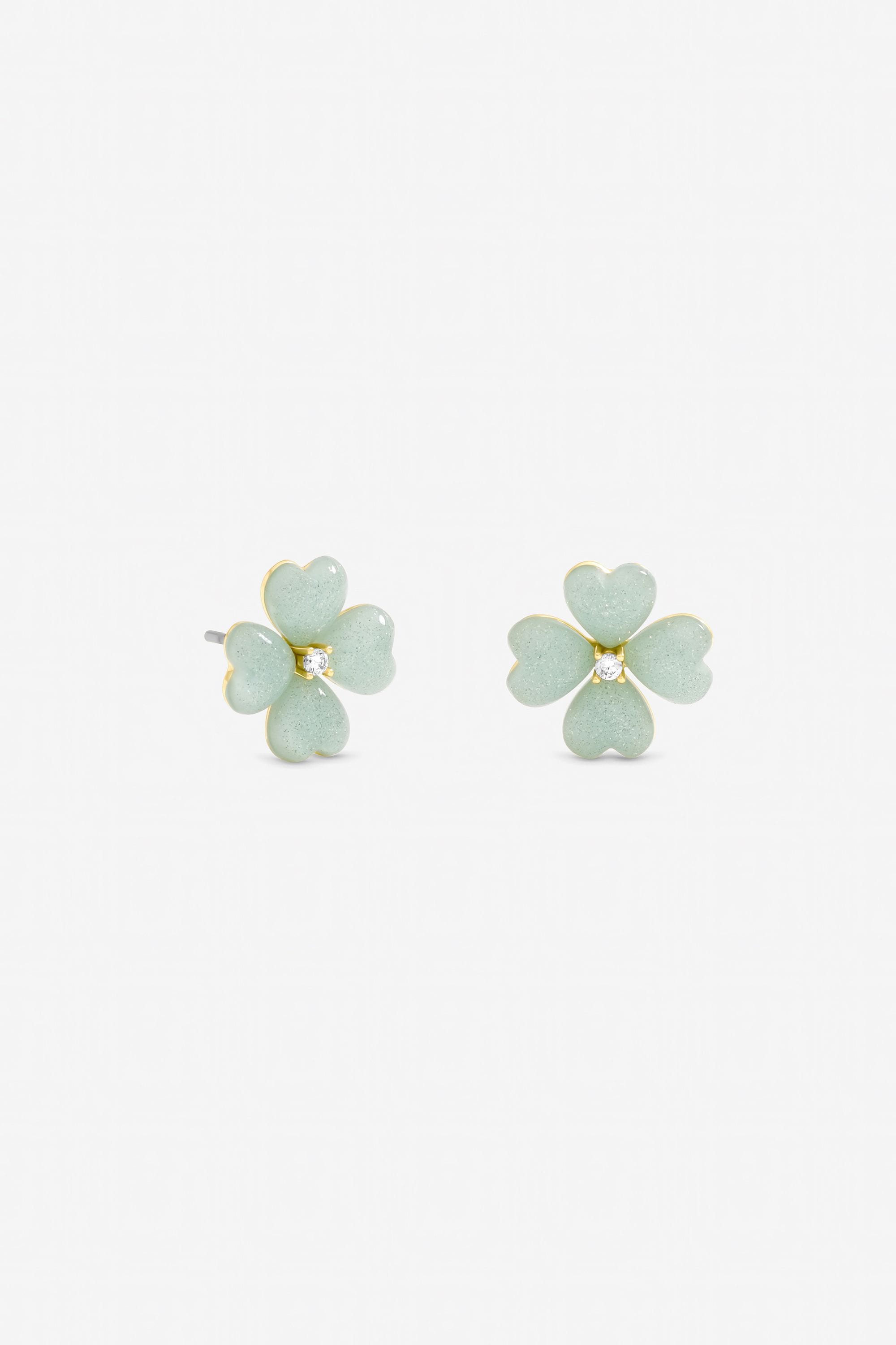 Jon Richard Gold Plated and Mint Green Flower Stud Earrings