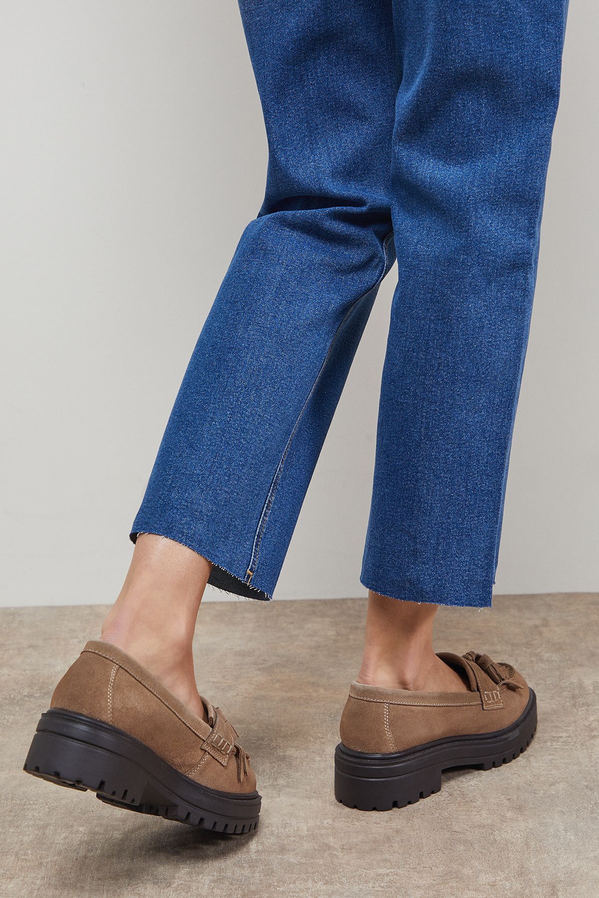 Oasis Brooker Suede Tassel Chunky Loafers Taupe image 3