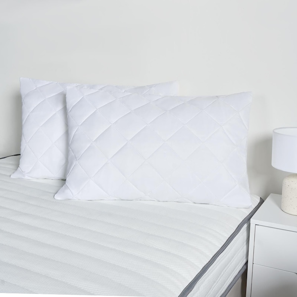 OHS Pillow Protector Cases Soft Touch Cushion Cover 2 Pack Pinsonic Quilted Set Pair