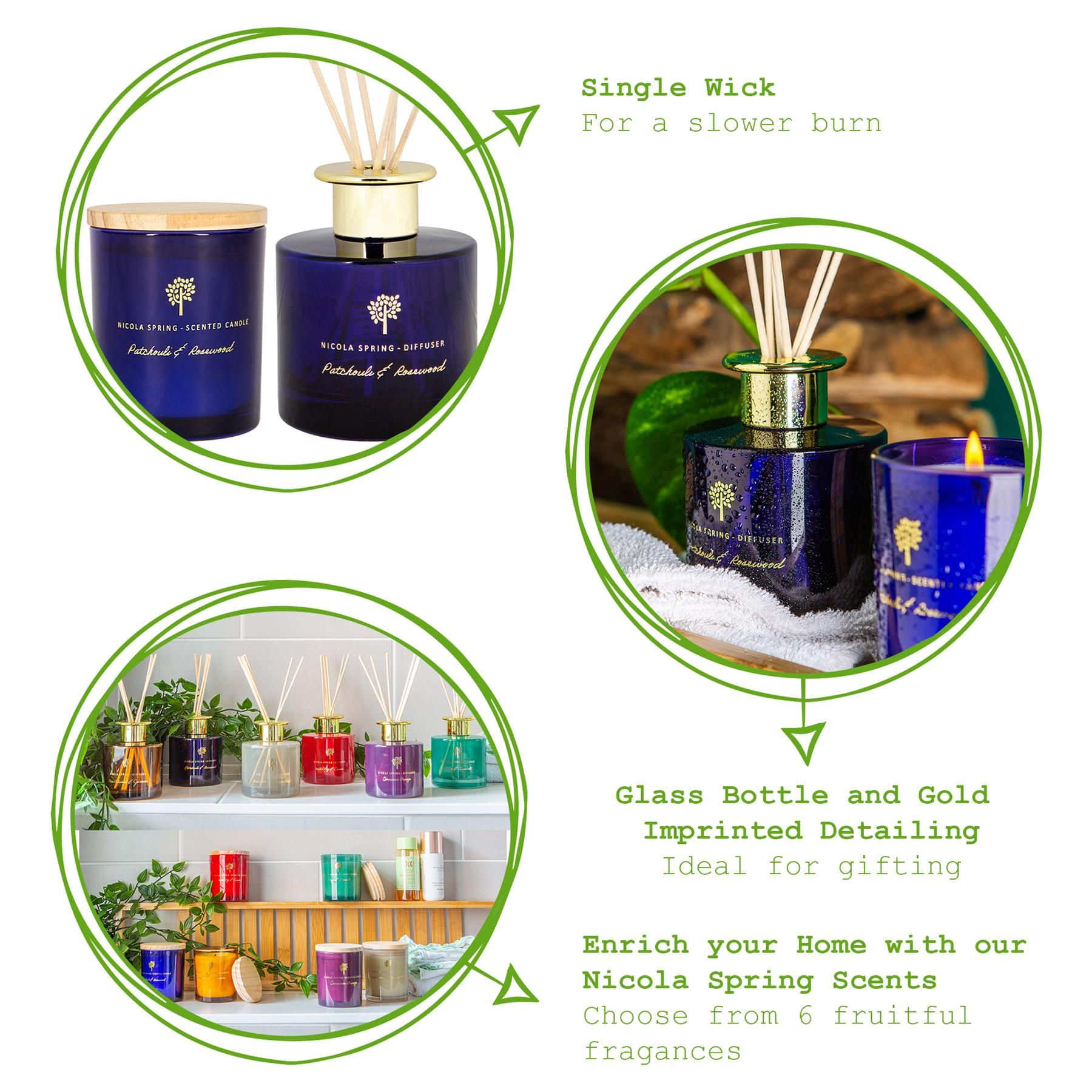 Nicola Spring Patchouli & Rosewood Candle & Diffuser Set - 130g Jar + 200ml Diffuser image 4