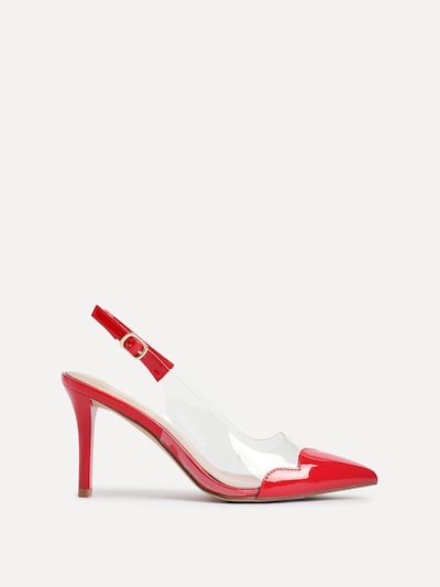 Linzi Nolita Red Perspex Patent Mix Slingback Court Heels