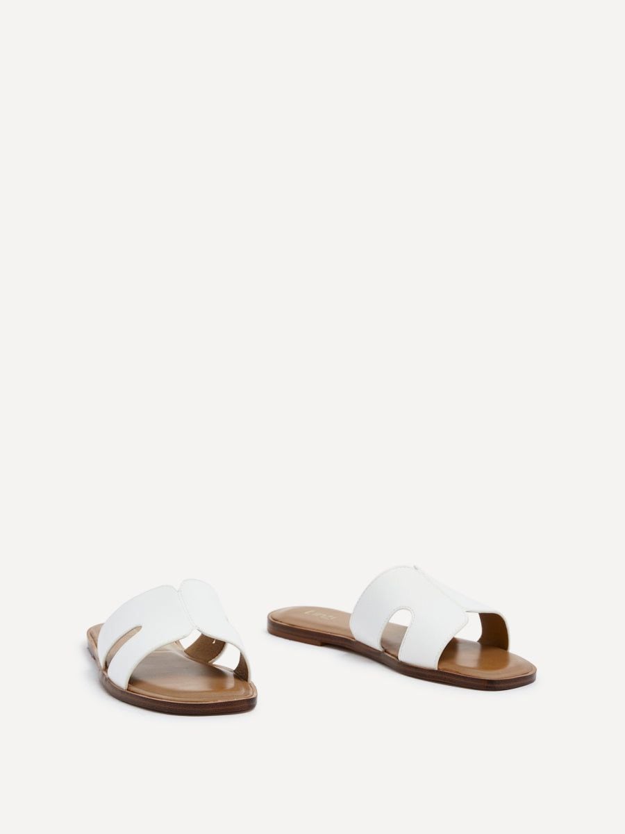 Linzi Petra White Faux Leather Link Design Flat Sandal image 3