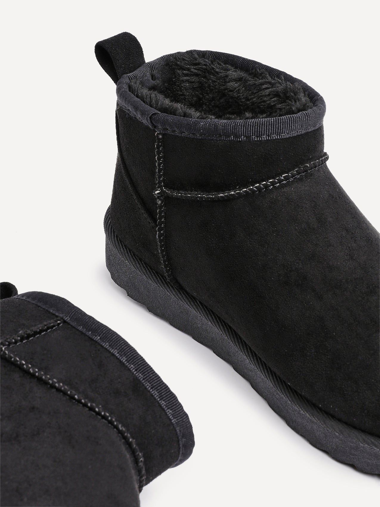 Linzi Ultra Mini Addy Black Faux Suede Faux Fur Lined Ultra Mini Ankle Boot image 5