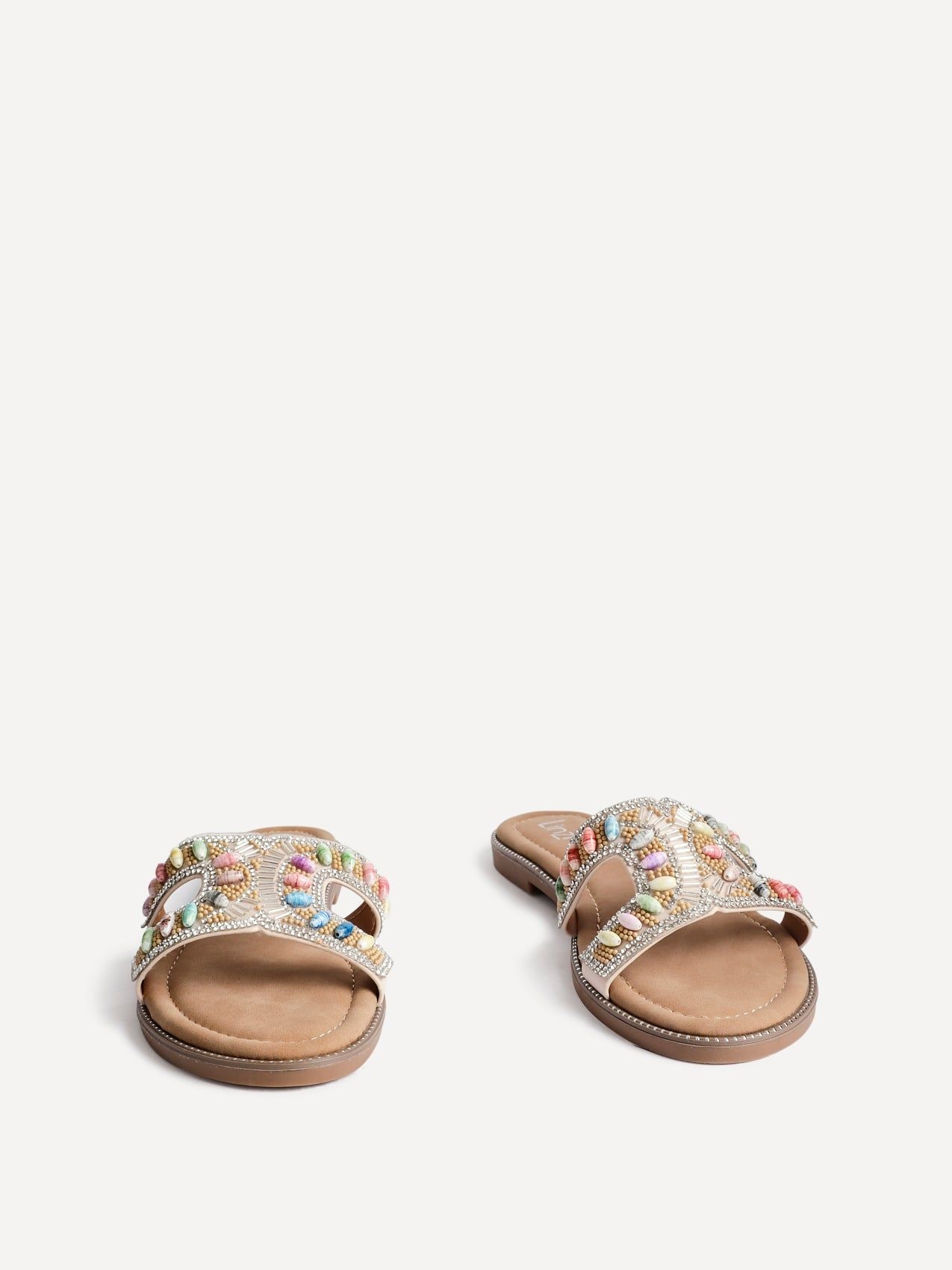 Linzi Nerissa Multi Beaded Diamante Flat Slider Sandal image 3