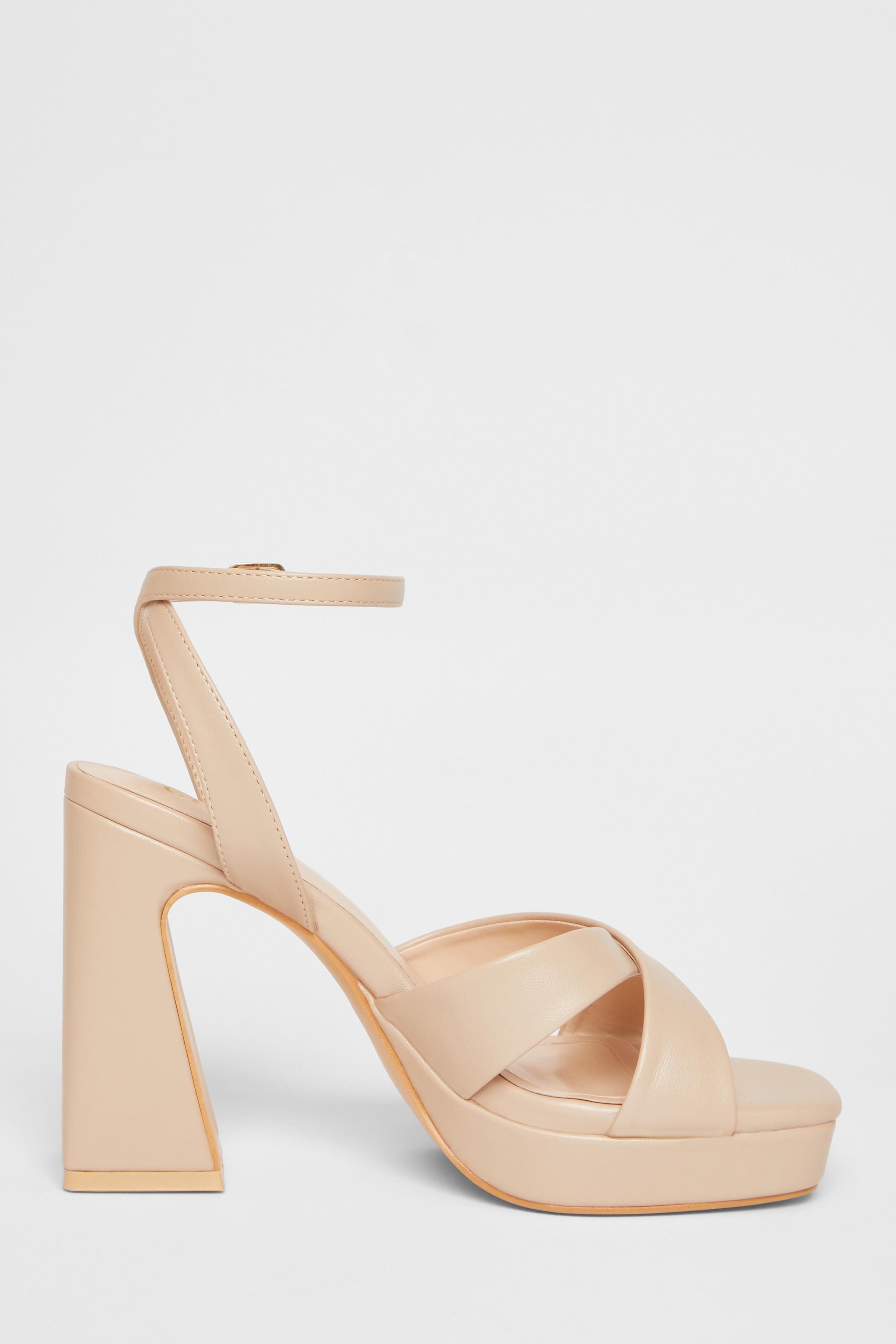 Quiz Nude Faux Leather Platform Heels image 5