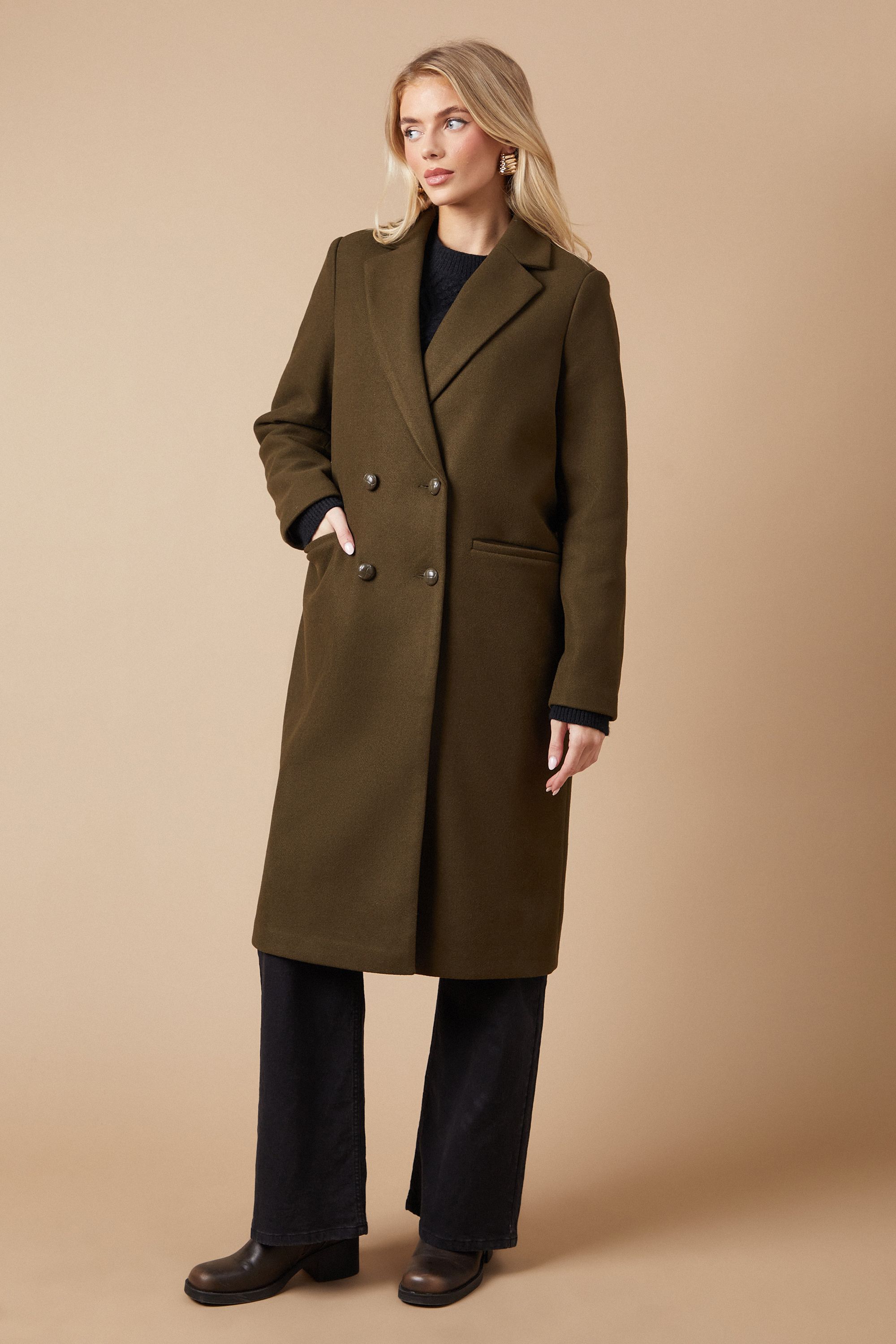 Oasis Longline Faux Wool Blazer Coat Forest image 2