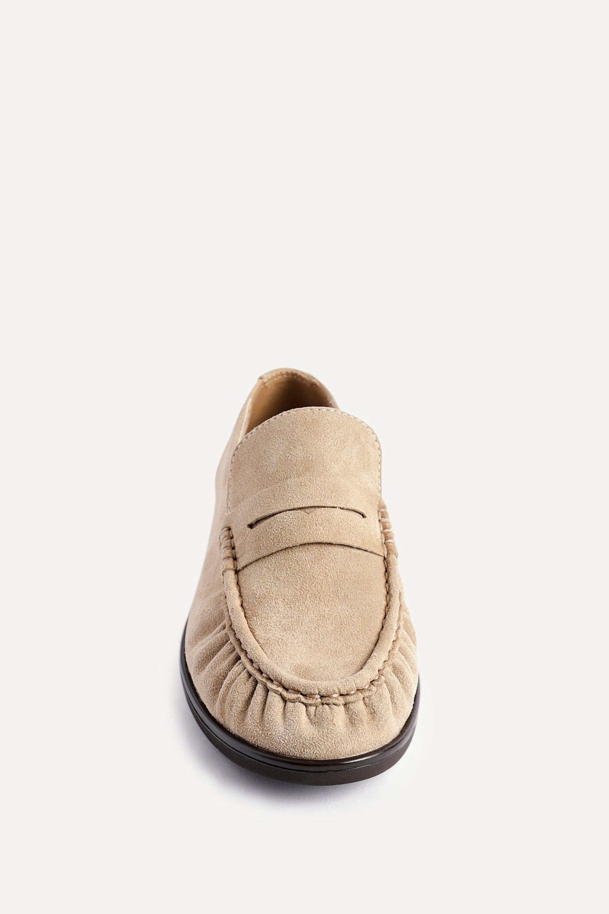 Linzi Belmont Beige Suede Leather Ruched Loafer image 4