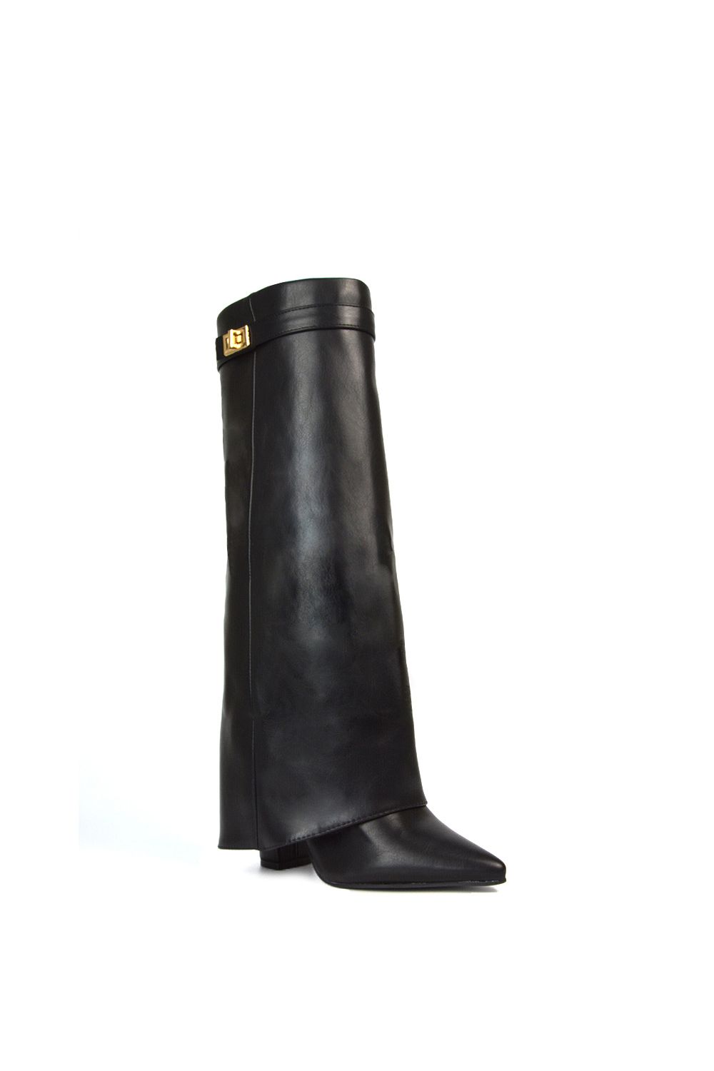 XY London 'Rayna' Block Heel Knee High Foldover Boots With Pointed Toe image 2