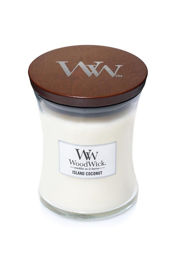 Woodwick Island Coconut Medium Candle White