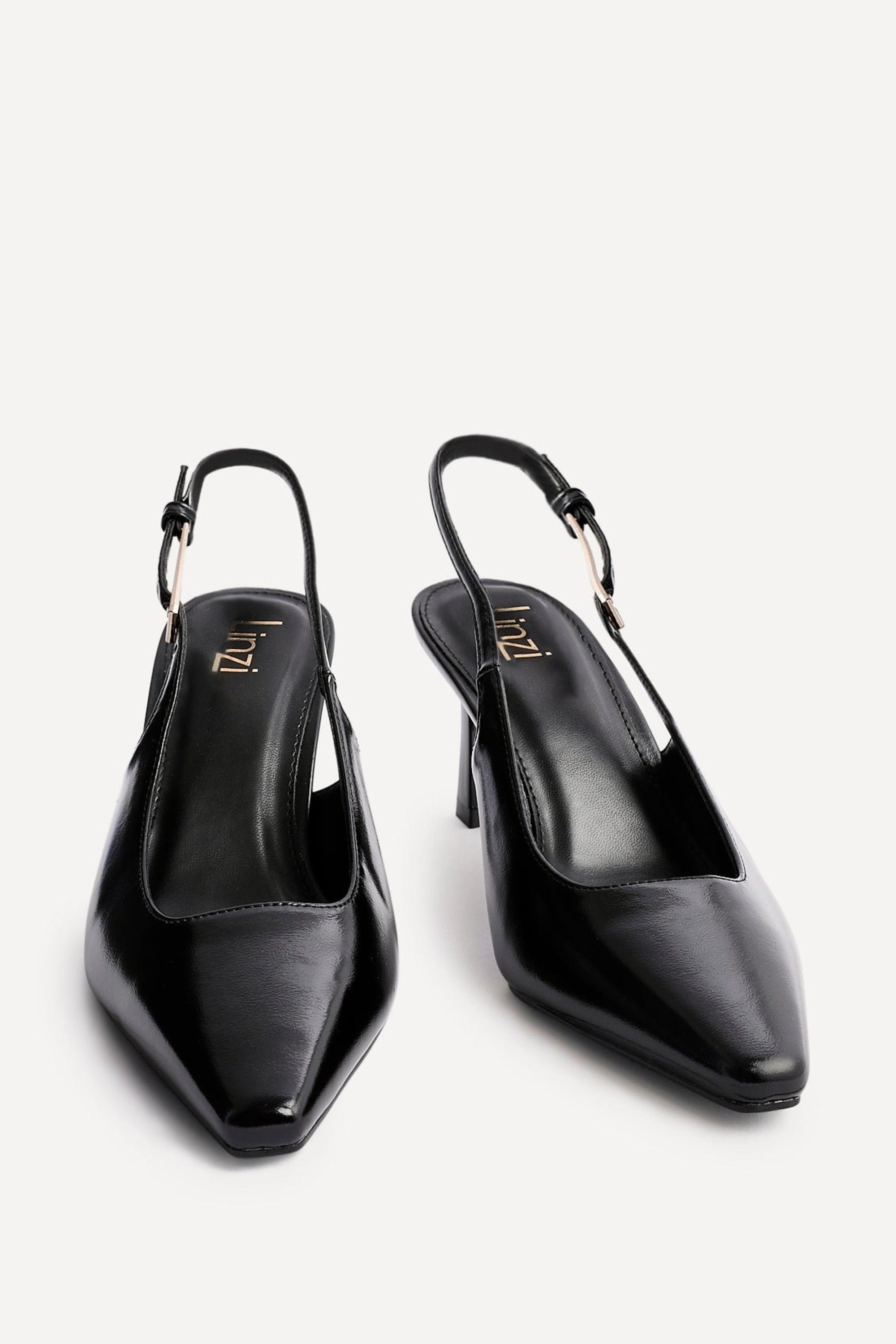 Linzi Avani Black Patent Faux Leather Sling Back Court Heel image 3
