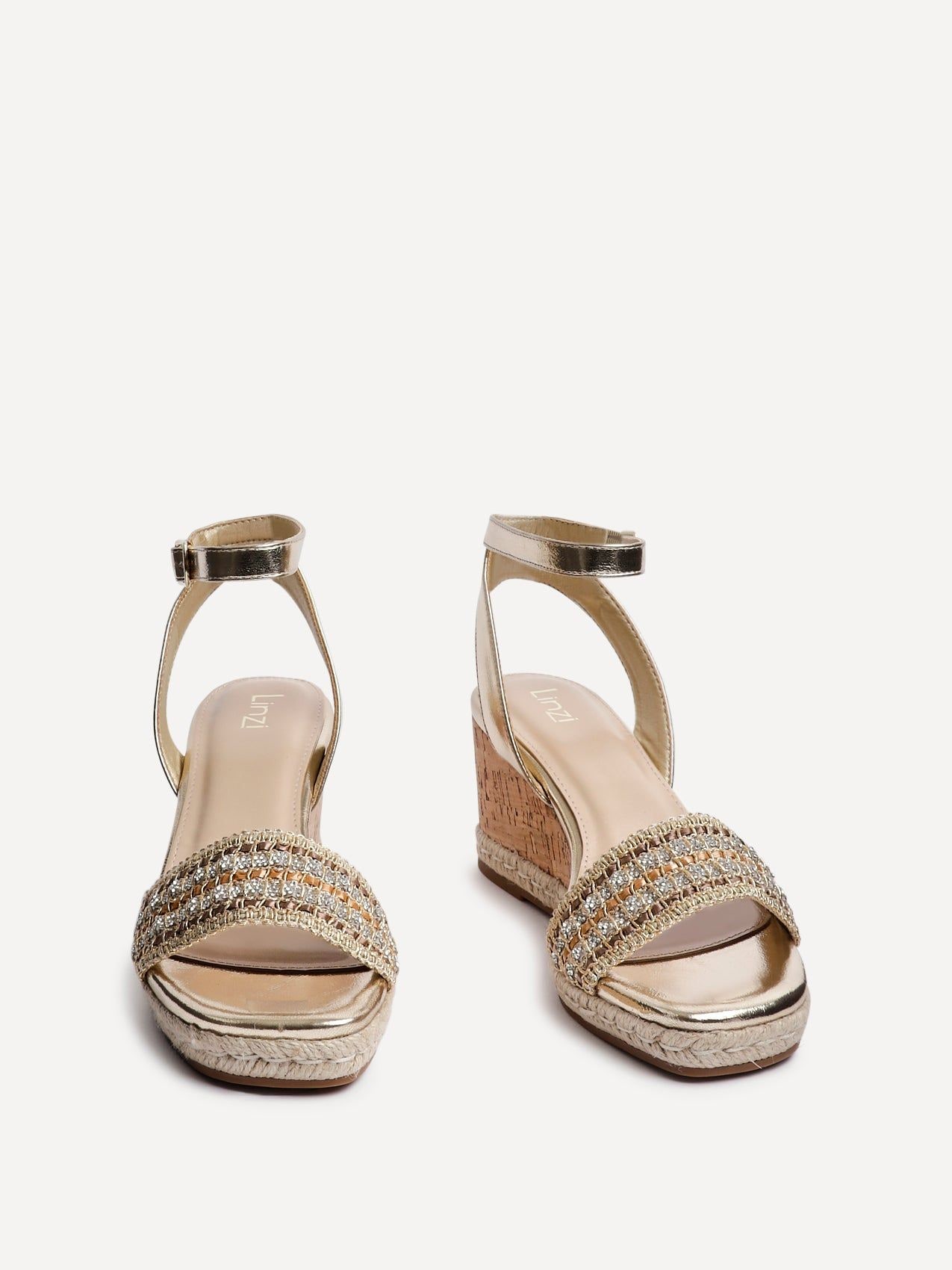 Linzi Ophelia Gold Embellished Cork Wedge image 3