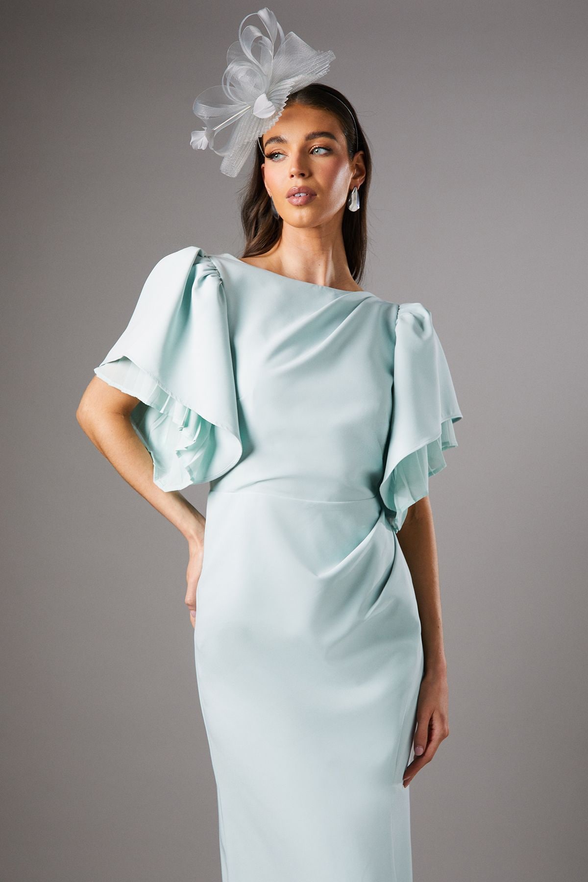 Coast Pleat Double Layer Sleeve Pencil Dress Sage image 2