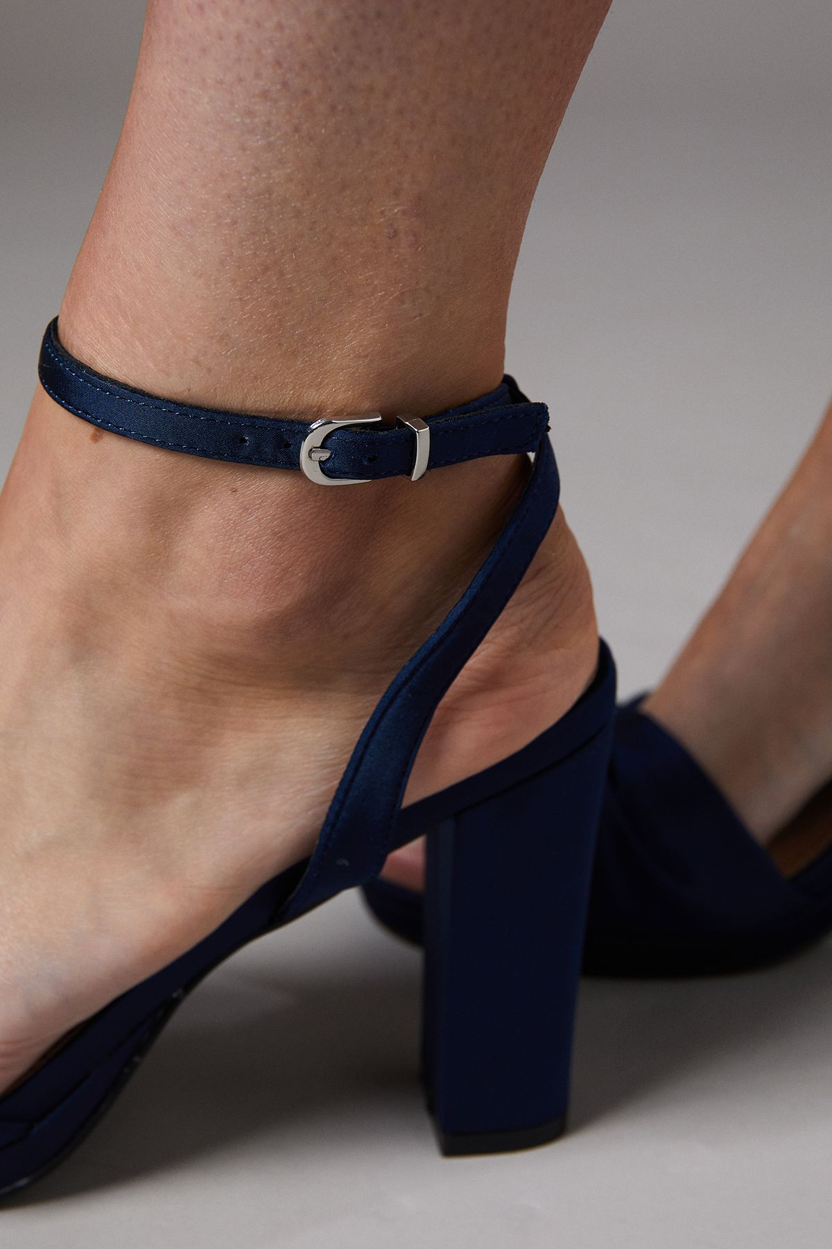 Coast Clover Twist Front Satin Block Heel Platform Sandals Navy image 4