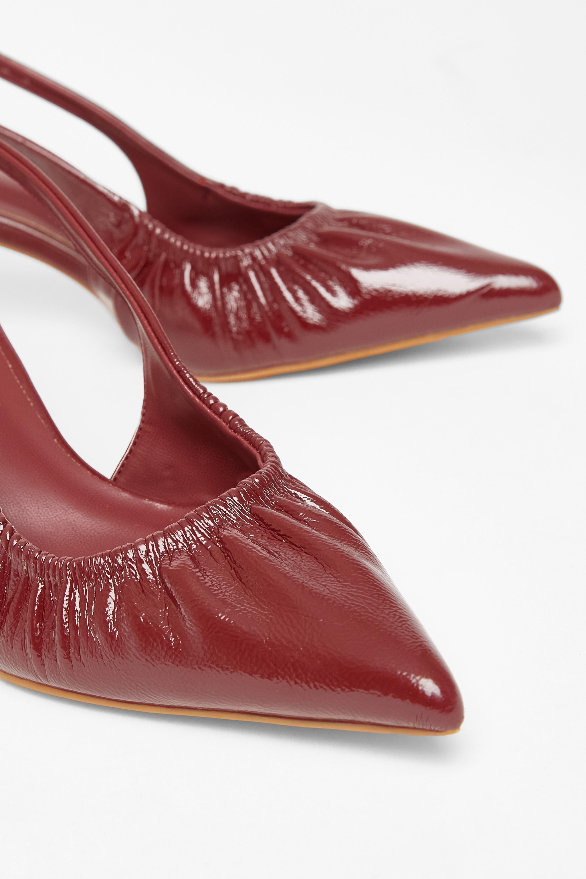 Quiz Burgundy Faux Leather Ruched Court Heels image 4