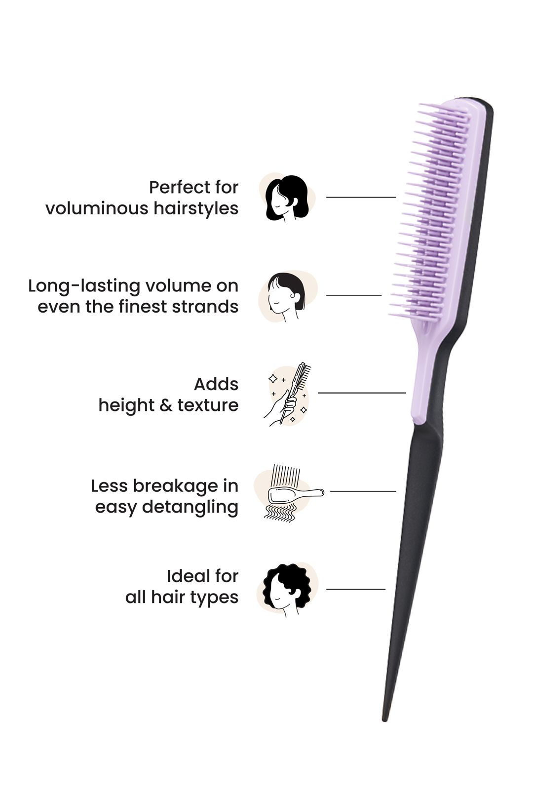 Tangle Teezer Back Combing Hairbrush - Lilac Lilac image 4