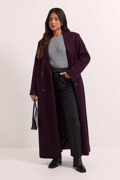 Dorothy Perkins Petite Maxi Length Double Breasted Coat Berry