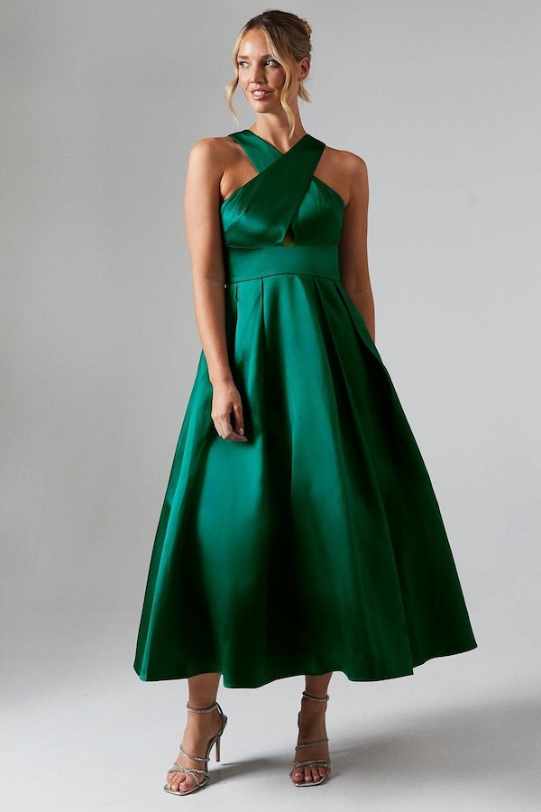 Coast Cross Neck Twill Bridesmaid Dress Emerald