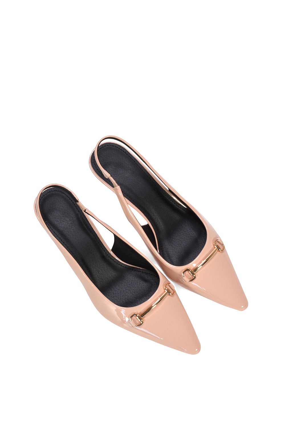 XY London 'Jane' Pointed Toe Slingback Mid Kitten Heels with Buckle image 6