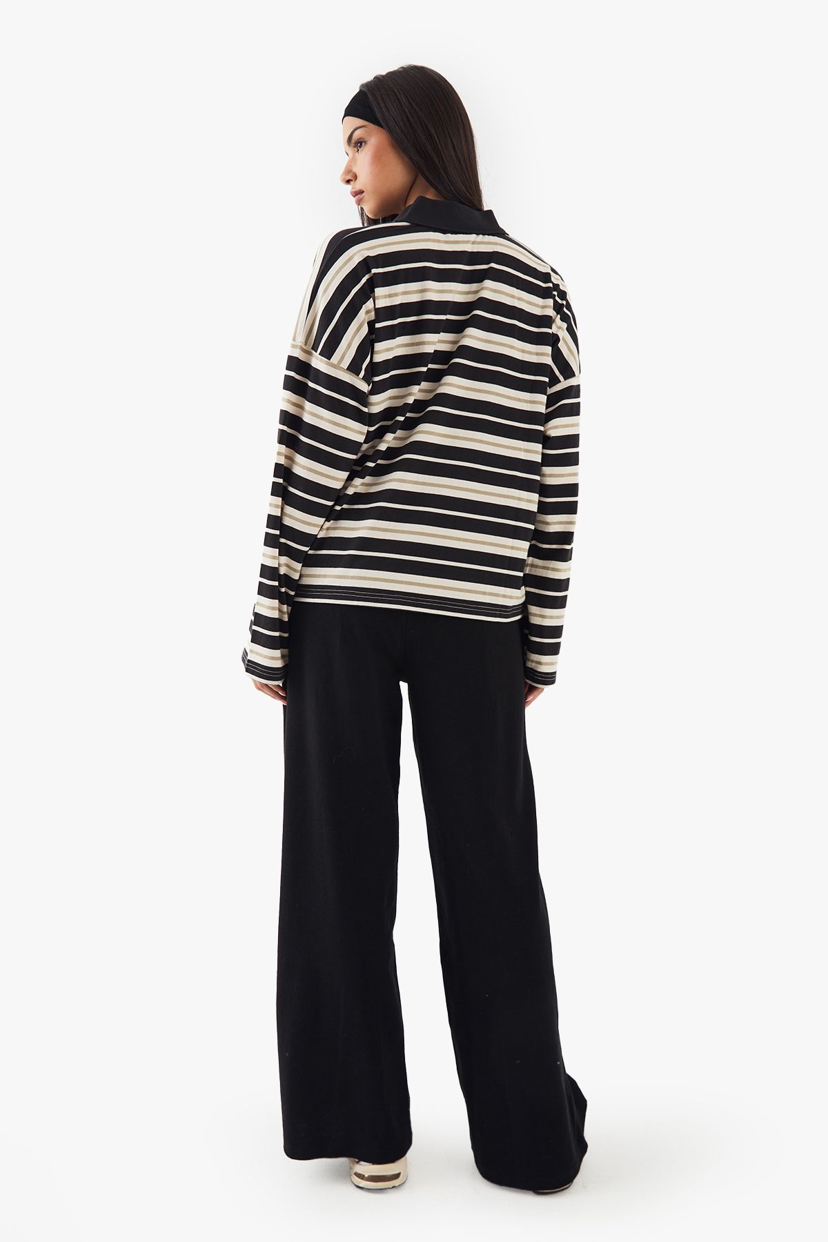 DSGN Studio DSGN Studio Embroidered Rib Wide Leg Trouser Black image 2