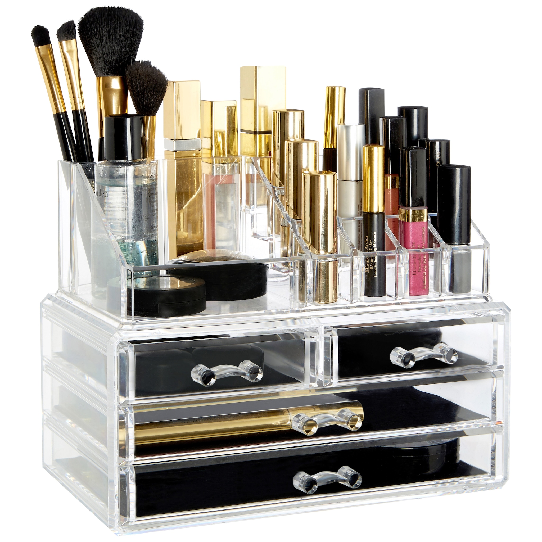 Orsina Functional 16 Compartment Cosmetics Organiser With Drawers, Acrylic Makeup Caddy, Luxe Makeup Storage Unit image 2