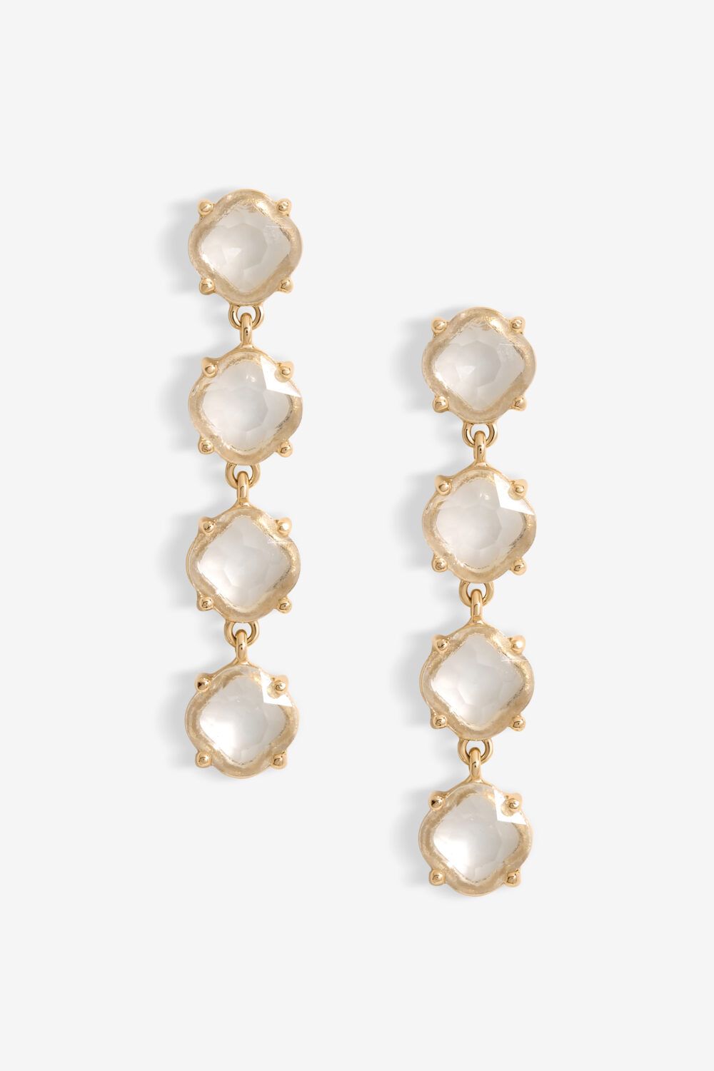 Mood Gold Crystal Round Linear Drop Earring
