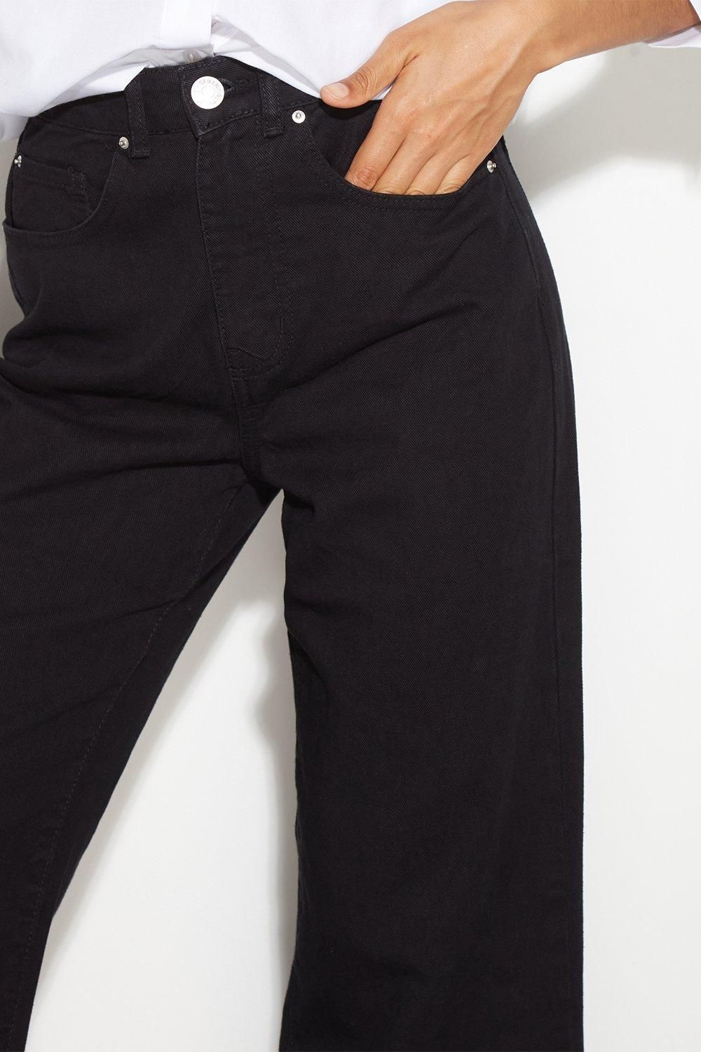 Dorothy Perkins Petite Black Wide Leg Denim Jeans Black image 4
