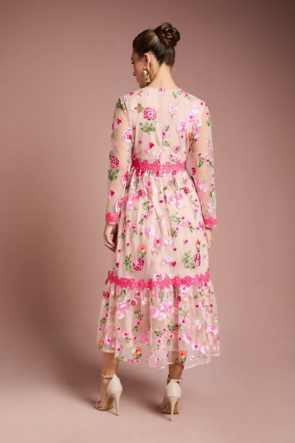 Coast Embroidered Floral Maxi Dress Nude image 3