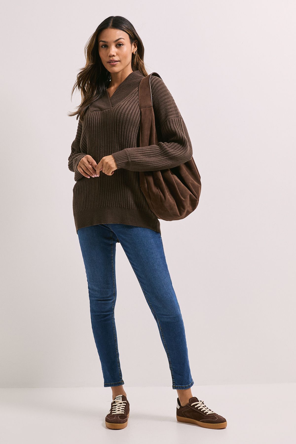 Dorothy Perkins Cocoon High Neck Jumper Chocolate image 2