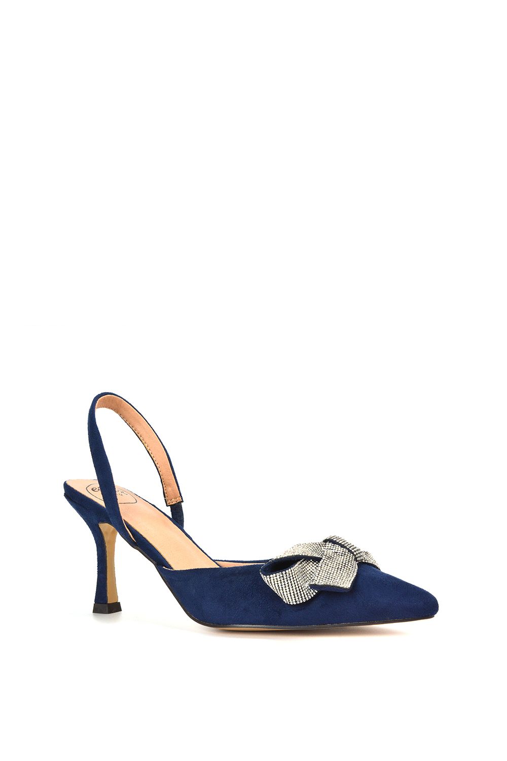 XY London 'Victoria' Diamante Bow Stiletto Slingback High Heel Shoes image 2