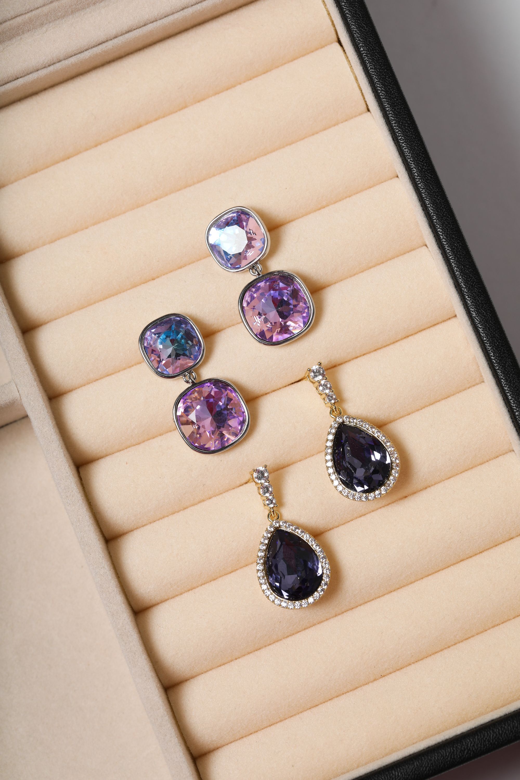 Jon Richard Rhodium Plated and Crystal Vitrail Drop Earrings image 2