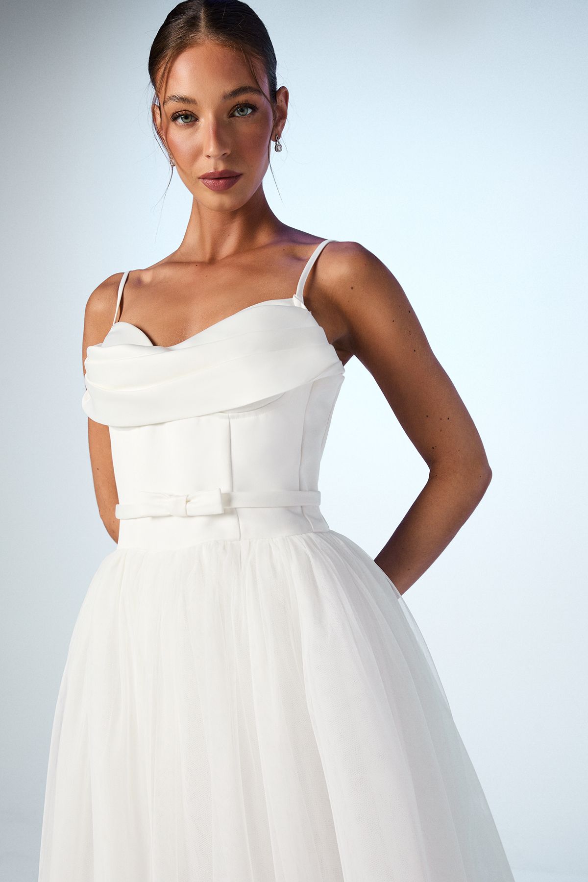 Coast Cowl Neck Corset Satin Wedding Dress Ivory image 4