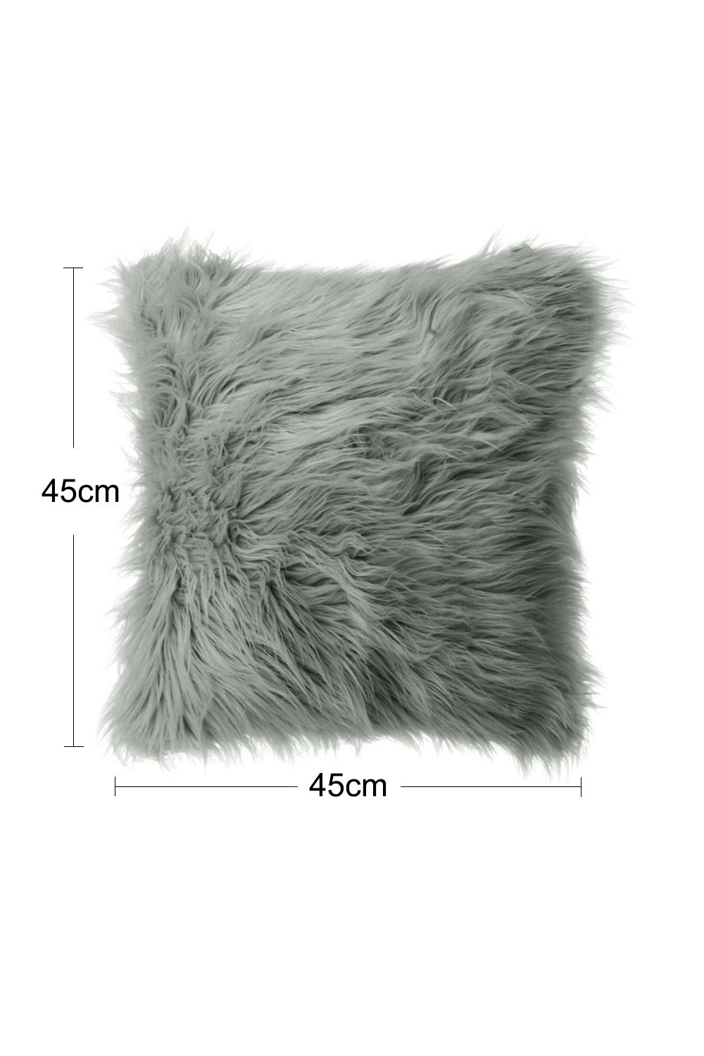Living and Home 45*45cm Fluffy Faux Wool Grey Cushion Cover image 3