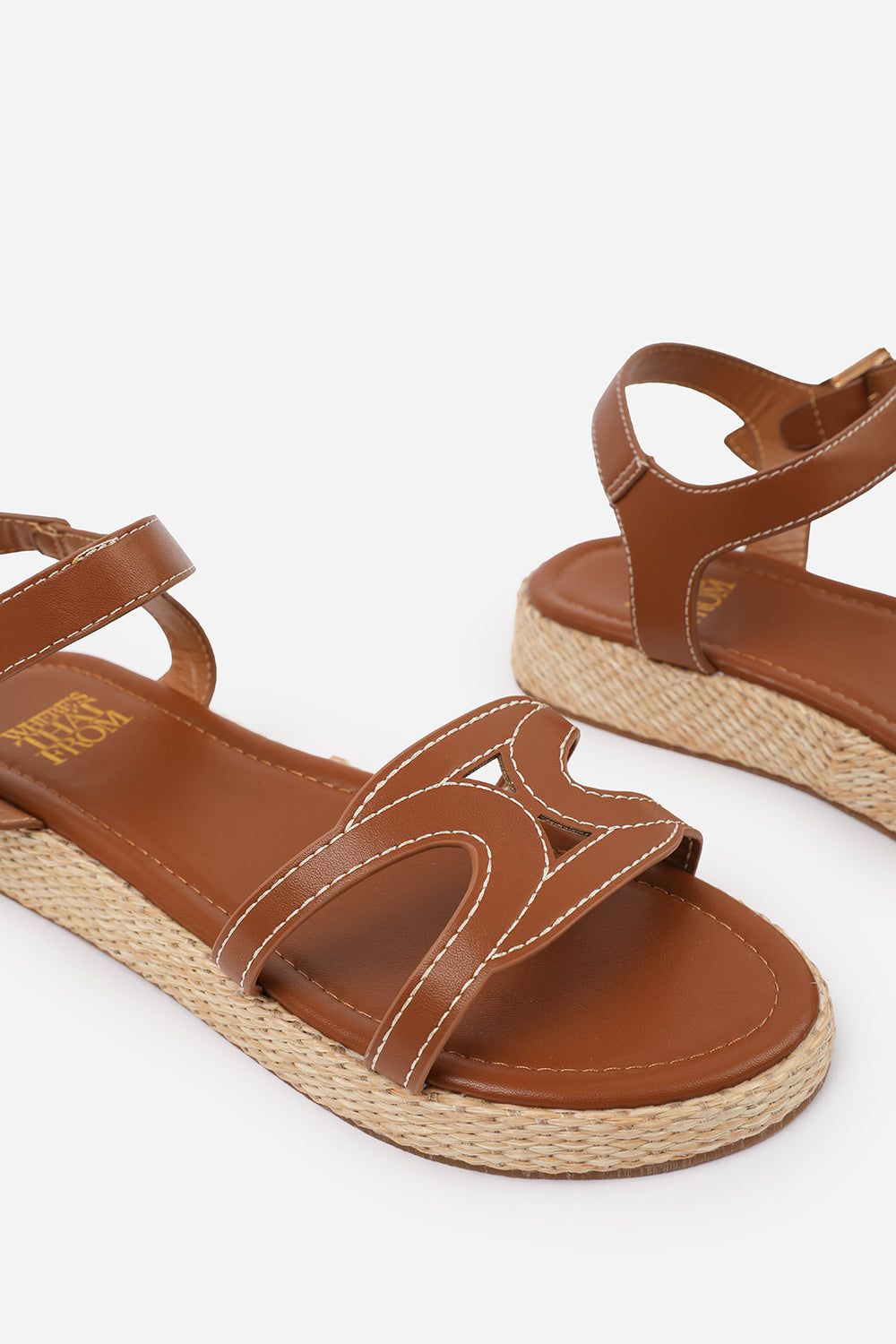 Where's That From 'Julia' Wide Fit Flatform Sandal With Stylish Cut Strap Detail image 4